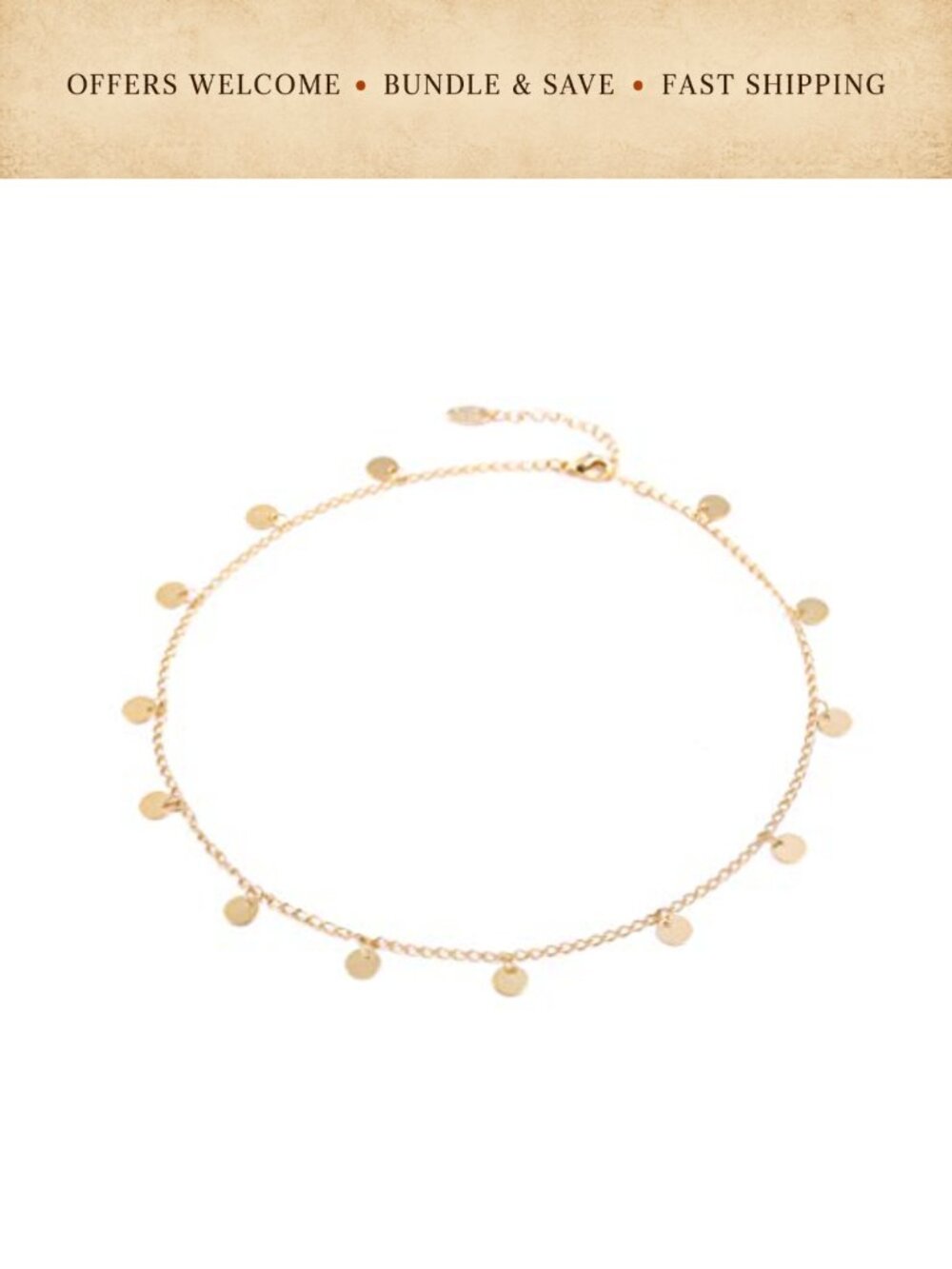 14k Gold Plated Zodiac Coin Choker Necklace Dainty Layering Disc Pendant